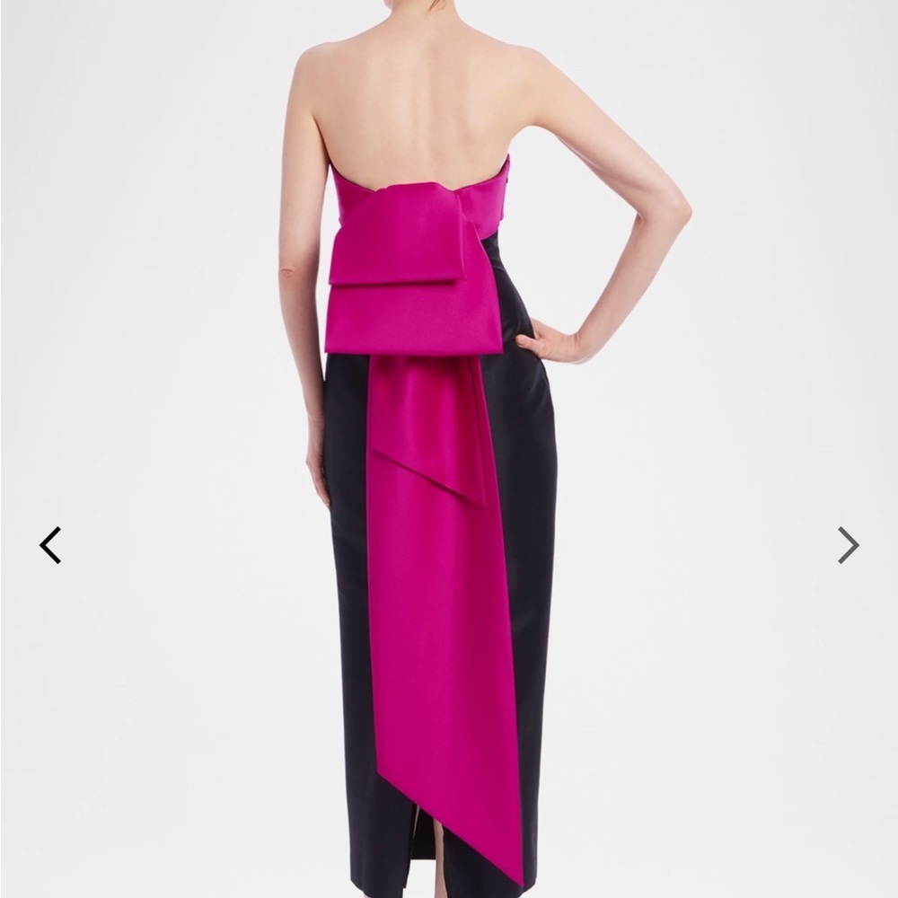 Badgley Mischka Black and Pink Strapless Sheath Dress. Sizes 8 - Picture 2 of 6